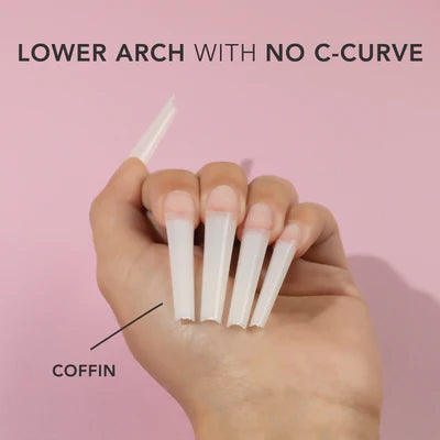 NON C-CURVE COFFIN NAIL TIPS XXL - NATURAL