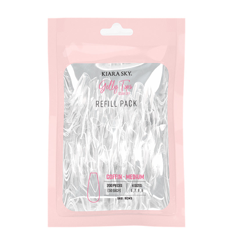 GELLY TIPS REFILL PACK - COFFIN MEDIUM